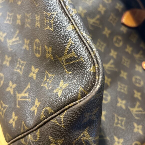 Authentic Women Louis Vuitton Brown Tan Canvas Leather Neverfull MM Tote Handbag - Picture 13 of 16
